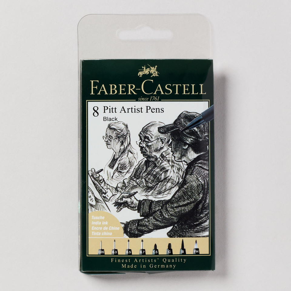Faber-Castell Pitt Artist Pen Set of 8 Black